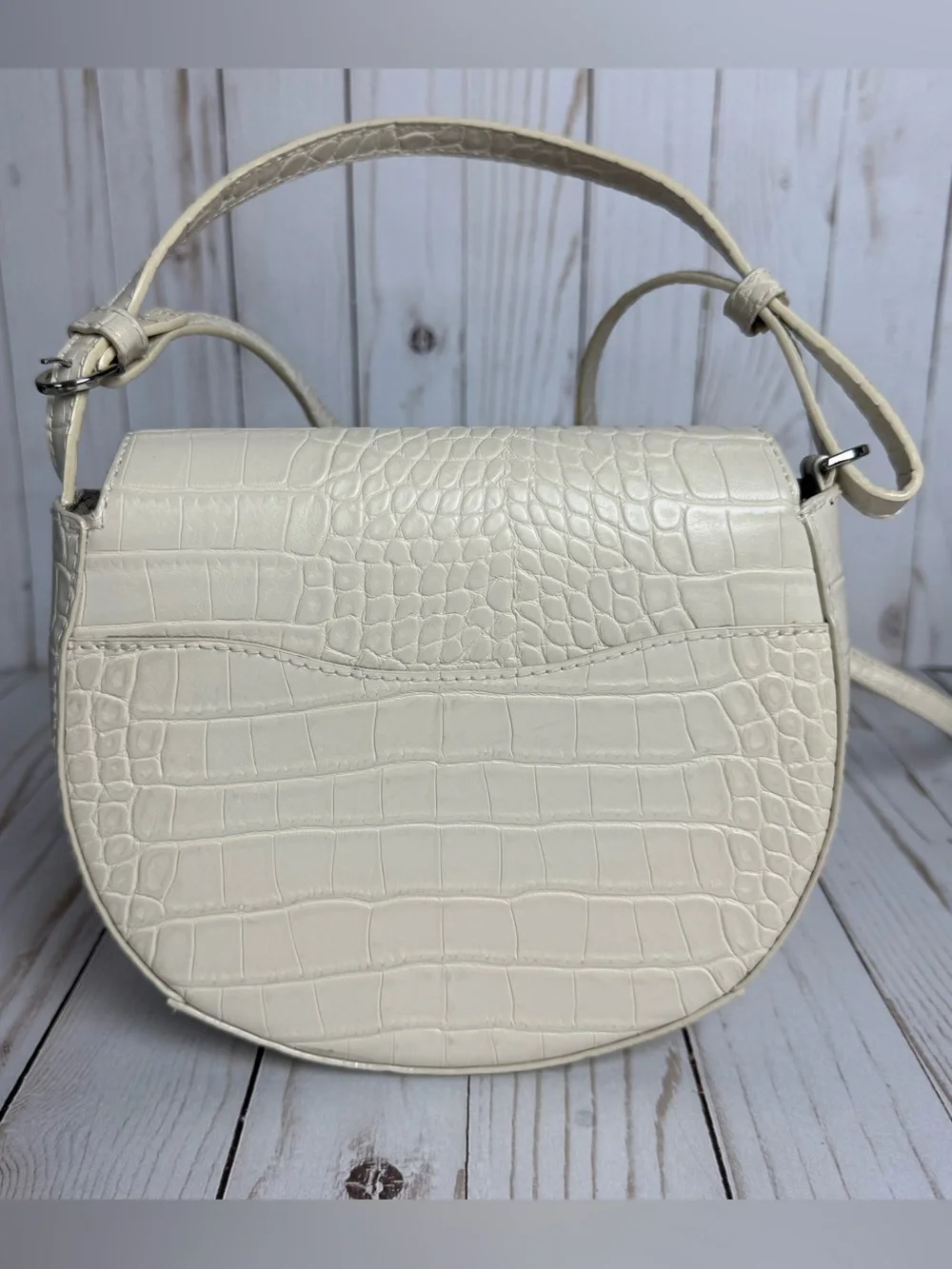A New Day Target Ivory Faux Snakeskin Crossbody Bag Cream Purse Top Handle